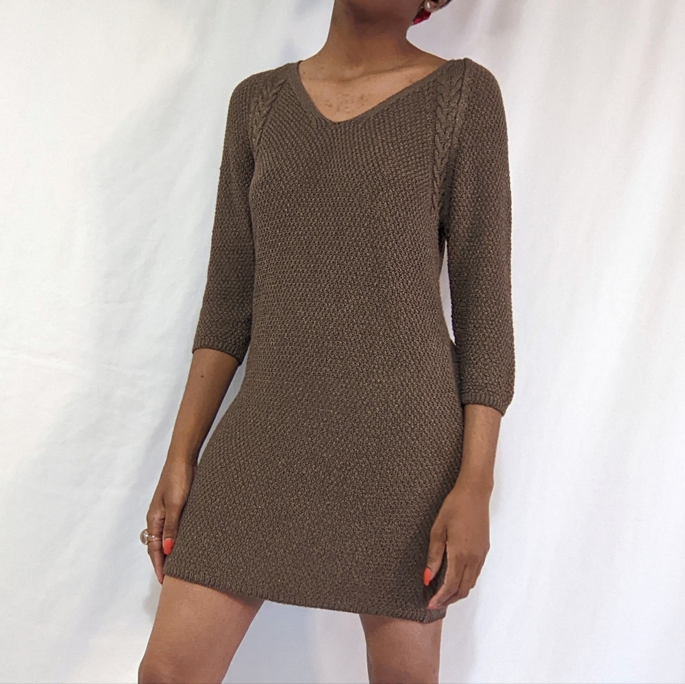 Massimo Dutti Italian Yarn V-Neck Sweater Dress